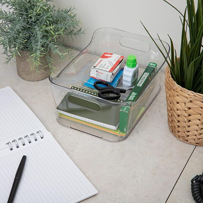Mind Reader Desk Supplies Office Supplies Organizer, 4 Pack, 8.85" x 6" x 4", Clear