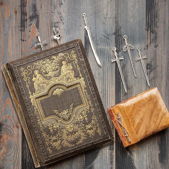 Windspeed Sword Bookmark 40 Pcs Silver Antique Swords Bookmark for Men Ideal Gift for Book Lovers DIY Craft Supplies
