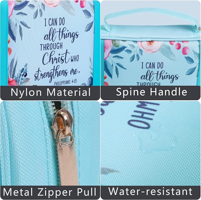Faithful Hers Bible Covers for Women 2pcs Bible Case Set with Notebook Church Bag Bible Study Book Case with Handle Lightweight Nylon Carrying Bags Christmas Gift