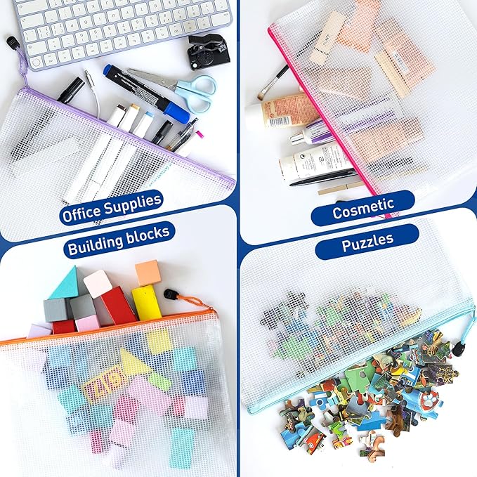32pcs Mesh Zipper Pouch, A4 Zipper Bags for Organizing, Mesh Zipper Bag, File Organizer Pouches, Storage Pouch, Mesh Zipper Pouches for Organizing, School Office Supplies