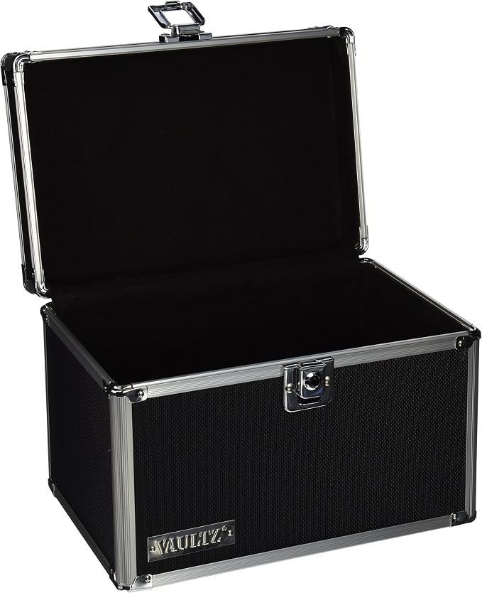 Vaultz Lockable Index Card Holder - Flash Card Organizer for Recipes, Passwords or Studying Holds 550 5x8 Notecards - Index Card Box Study Accessories, Black