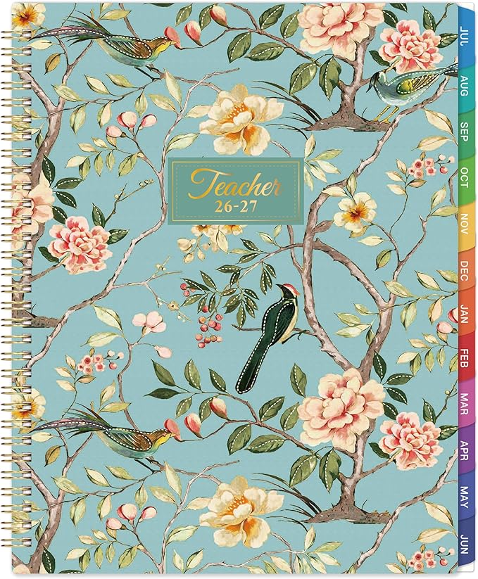 Teacher Planner 2026-2027, Teacher Lesson Planner 2026-2027, July 2026 - June 2027, 8.42" x 11.02", New Version Inner Paper with Spiral Bound, Colorful Monthly Tabs