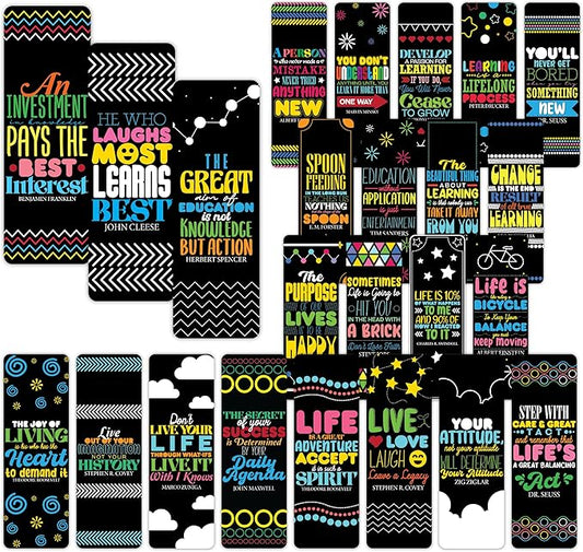 96 Pack Retro Bookmarks for Kids – Colorful Modern Design with Inspirational Quotes – Students and Classroom, School Supplies for Women & Teens