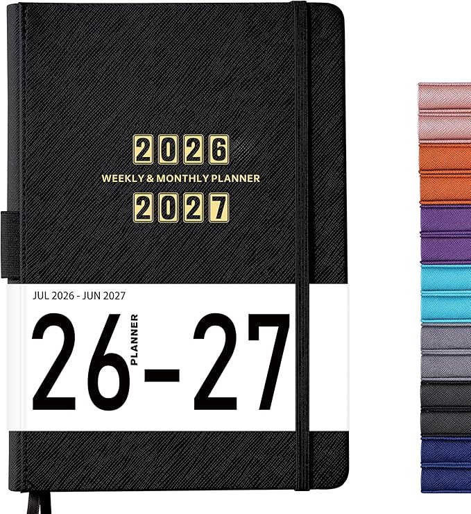 Planner 2026-2027 - Jul. 2026 - June. 2027, 2026-2027 Planner, 12-Months 26-27 Planners Weekly and Monthly, 5.75" x 8.25", Saffiano Leather with Thick Paper, Back Pocket with Notes Pages