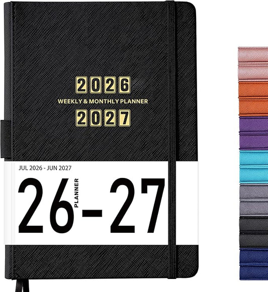 Planner 2026-2027 - Jul. 2026 - June. 2027, 2026-2027 Planner, 12-Months 26-27 Planners Weekly and Monthly, 5.75" x 8.25", Saffiano Leather with Thick Paper, Back Pocket with Notes Pages