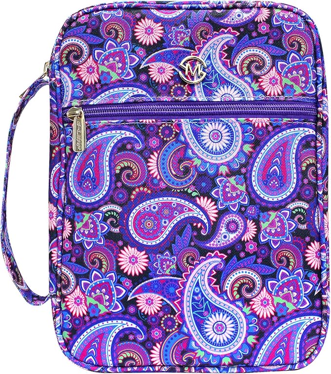 G-LEAF Bible Cover Case/Book Cover, Bible Case for Women Girls, Bible Cover Bags Floral Pattern With Handle Fits for Standard Size Bible, 9.5x6.7x2.5 In