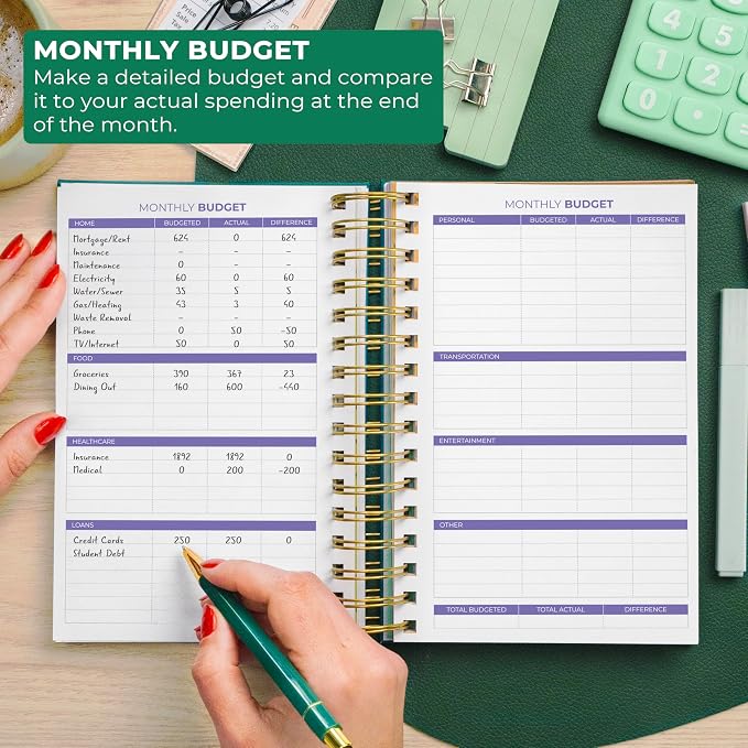Clever Fox Budget Planner & Monthly Bill Organizer With Pockets. Expense Tracker, Budgeting Journal & Financial Book. Medium, 5.1x8.2" (Dark Teal)