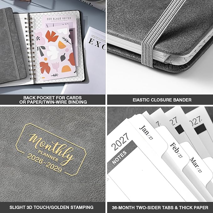 Monthly Planner 2026-2029 - 3 Year Monthly Planner from July 2026 to June 2029, 6.4'' x 8.5'', Calendar 2026-2029 with Tabs, Thick Paper