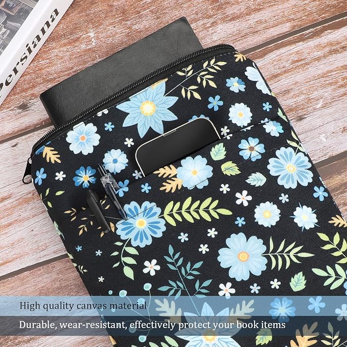 COCHIE Book Sleeve Book Cover Floral Printed with Zipper Washable Fabric for Teen Adult Book Lover Teacher Student (Medium, 11 x 8.7 Inch)