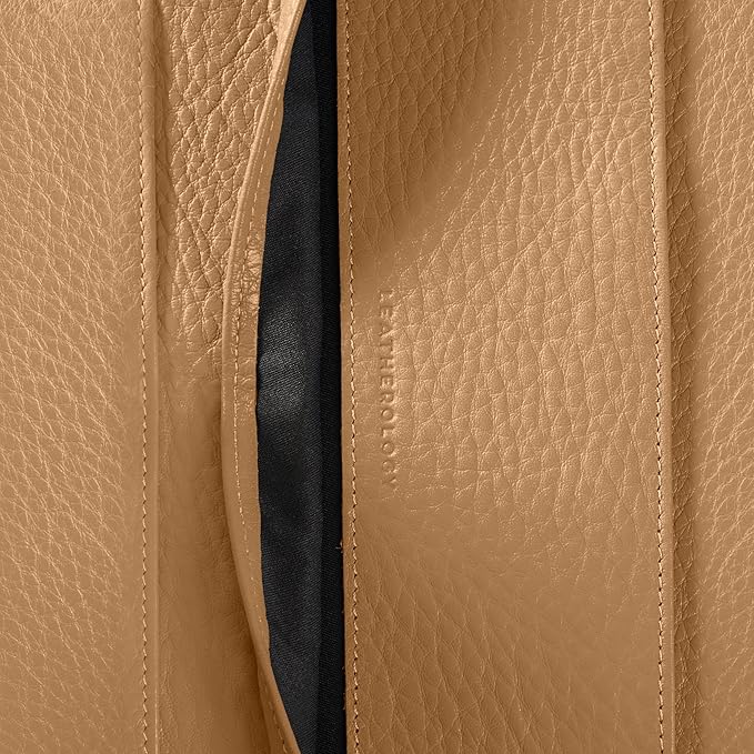 Leatherology Camel Leatherology Left-Handed Executive Zippered Portfolio - Designed for Left-Hand use, fits A4 and Letter-Size Paper, Includes Expandable Pen Loop