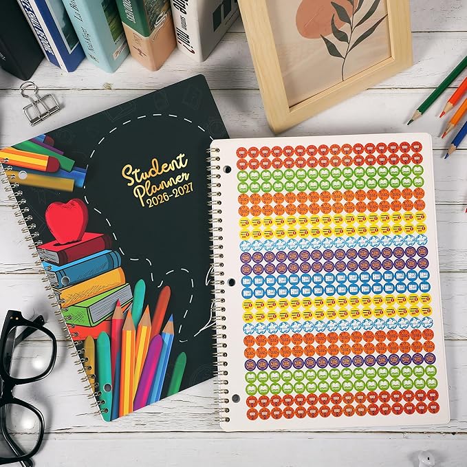 Student Planner 2026-2027 - Academic Year Weekly & Monthly School Planner, 11’’ × 9’’, Student Calendar with Stickers, Monthly Tabs, Strong Twin-Wire Binding, Perfect Organizer