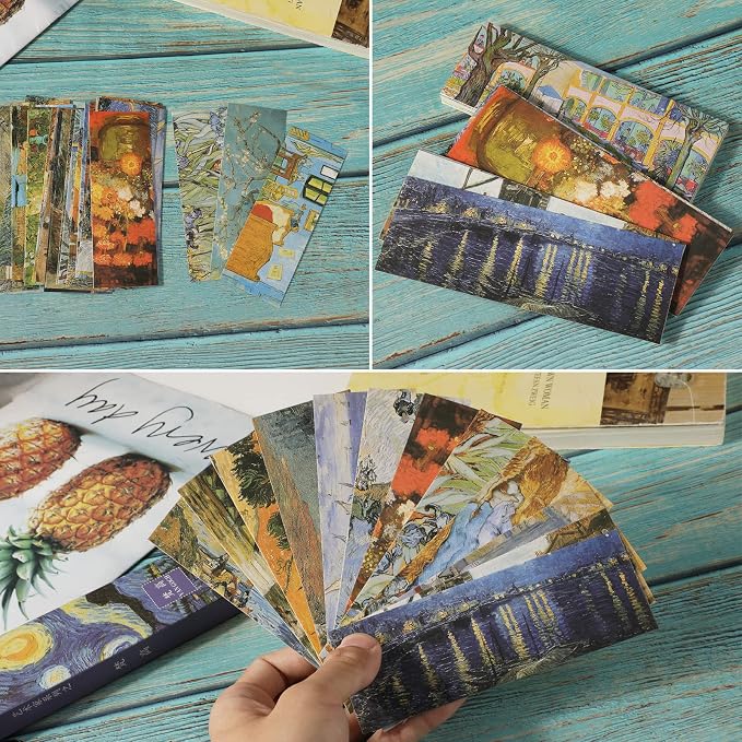 MWOOT 30 Pieces Art Painting Paper Bookmarks,Van Gogh Art Painting Page Folder Bookmark Set, Page Clip Book Mark for Book Reading Marker Gift (14 x 5CM, 30 Styles)
