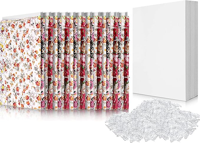 Teling 7.5 x 10.5 Inch Comic Book Boards Fabric Backing Board and U Shape Plastic Alligator Clips Poster Board for Folding Cloth and Storing Fabric Storage(200 Set)