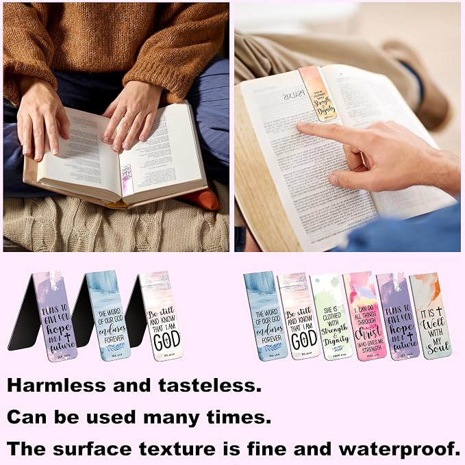 6 Pieces Bookmark, Bible Verse Magnetic Bookmarks for Women Men Book Lovers, Pastel Design Religious Scripture Book Accessories Bookmaker, Christian Gifts for Reading Lovers 2