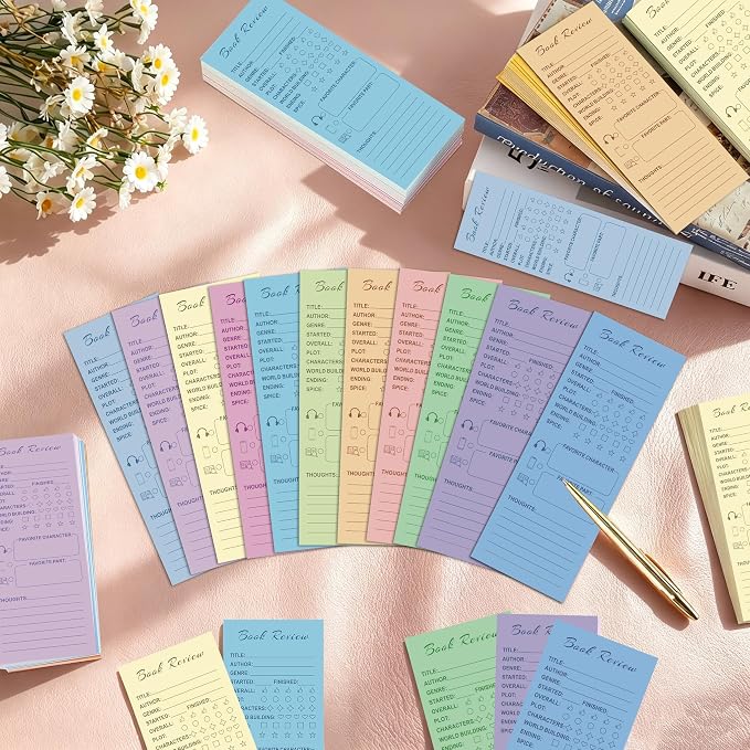 240 Pcs Book Lovers Gifts Colorful Book Review Bookmarks Bookclub Gifts Reading Log Page for Bookish Read Marks Reading Page Tracker for Teacher Appreciation Day