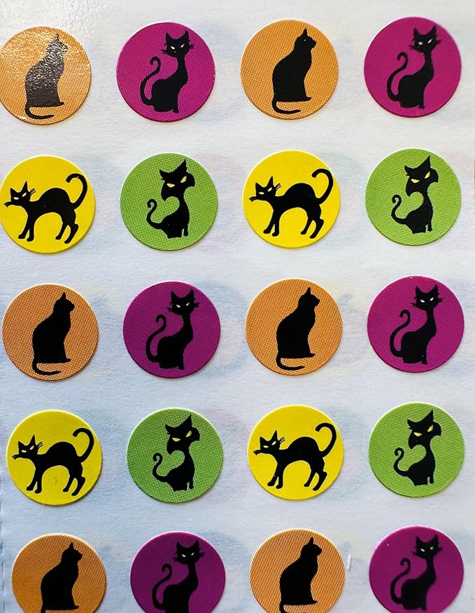 1152 Pcs Halloween Incentive Sticker Set 3/8in Diameter Self-Adhesive Cute Multicolor Stickers Trick Treat Holiday Spooky Crafts Decorations Reward Behavior Chart Teacher Classroom Supplies USA Made