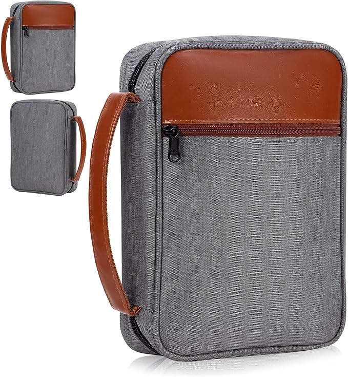 GUEER Bible Cover for Men, Bible Holder, Bible Cover Carrier Carrying Organizer Bag, Zipper and Pockets for Standard Size Bible, Gift for men(Male)