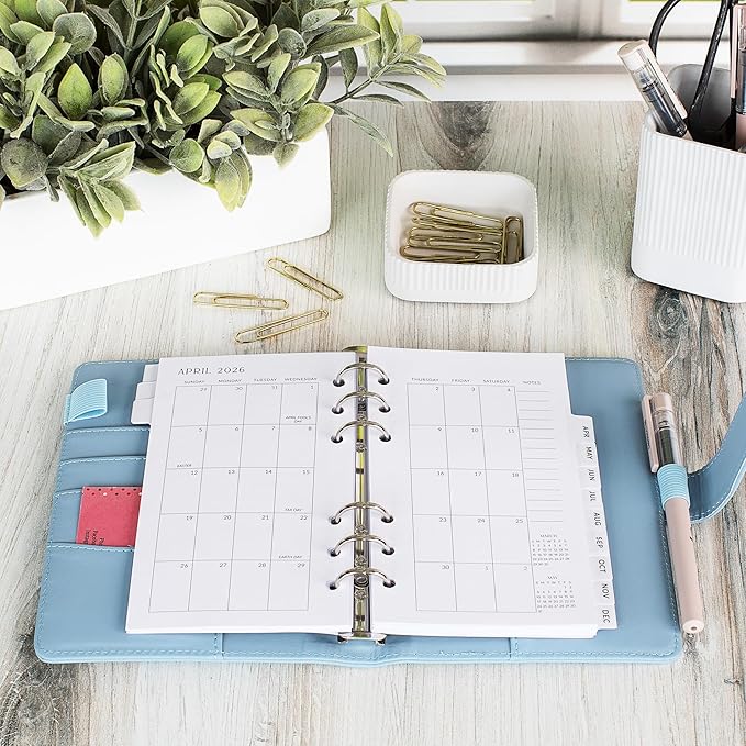 Beautiful 2026 Daily Planner Inserts for 6 Ring Binders - Durable Paper Refill Set 3.75" x 6.75" Personal Planner Size - Incl. Tabs & Monthly Calendar Spreads - From January 2026 - December 2026