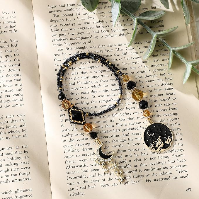 Fantasy Acotar Bookmark Gifts - Inspirational Moon Star Beaded Bookmarks for Women Men Book Lovers Crystal Bead Chain Page Marks School Reading Accessories Bookish Gift for Birthday Christmas