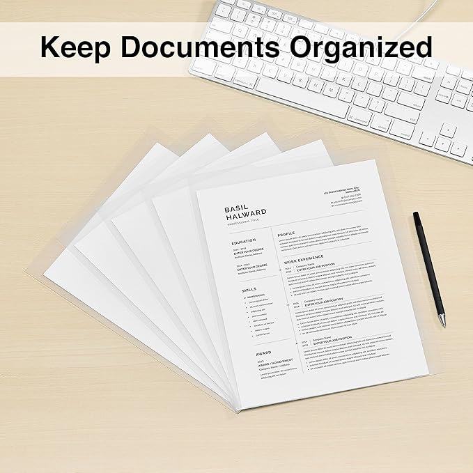 Staples Poly File Jackets, Letter Size, Clear Durable Document Sleeves with Expanding Sides for Filing & Organization – 5/Pack