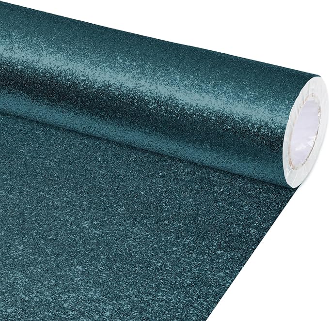 gisgfim 16" x20ft Glitter Bulletin Board Paper Roll Sparkle Color Bulletin Board Background Poster Paper Non Fading Gift Wrapping DIY Art Crafts for Office Classroom Decoration, Calming Blue