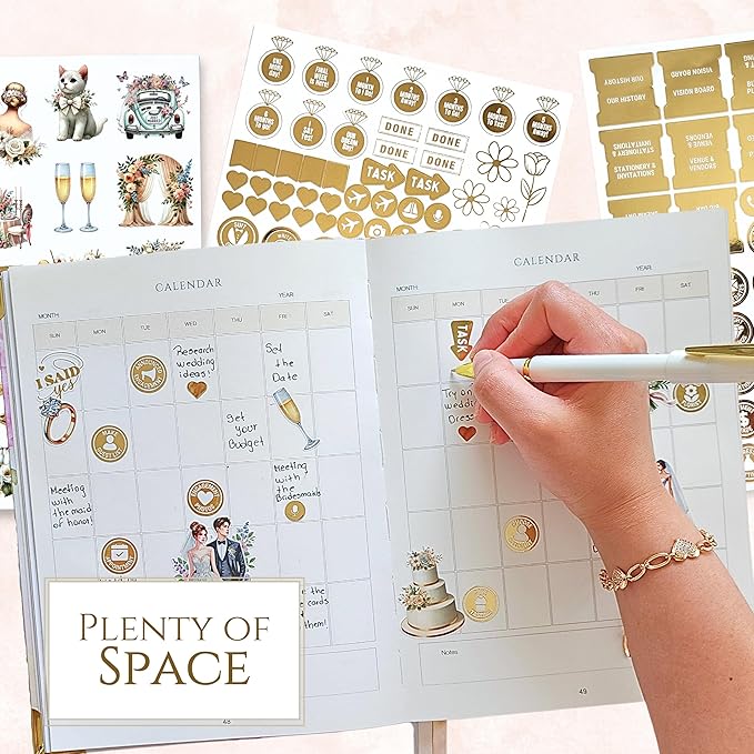 Wedding Planner Book and Organizer – Luxury Floral Hardcover Bridal Planner 9.45 x 7.09 in with Stickers, Pen & Box – Engagement Gift & Bride-to-Be Keepsake – 229 Pages, Tips, Budget Tracker & Calendar