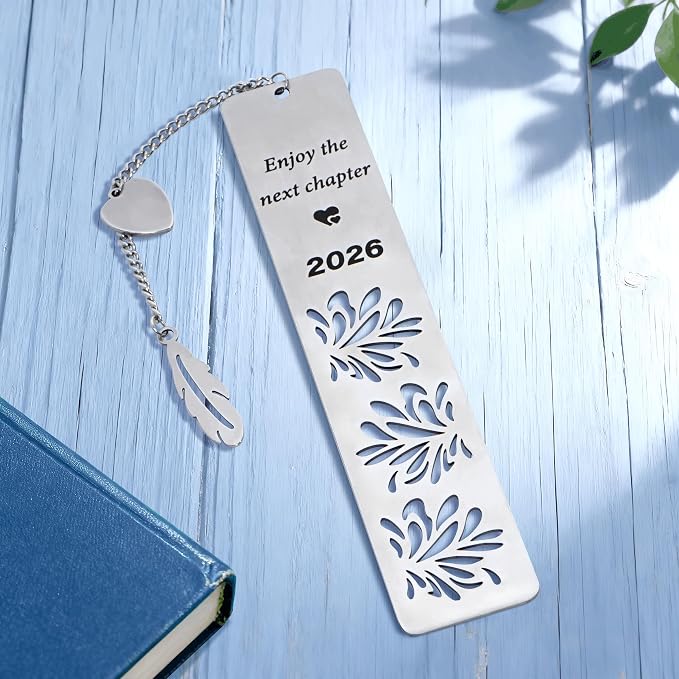 Happy Retirement Gifts 2026, Graduation Bookmark, Enjoy The Next Chapter, Stainless Steel Bookmark for Women Men, Retirement Gifts for Coworker, Teacher Appreciation Gift, Graduation Gifts, Silver