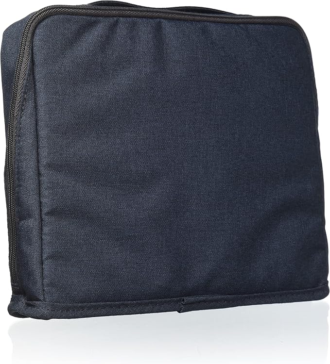 KOKUYO Pencil Case Pouch, Haco-Biz Standing Pen Pouch Bag, Foldable Stand up Pencil Holder Organizer, Large Capacity Portable Pencil Box for Office Supplies, Navy x Khaki (KAHA-HB11B)
