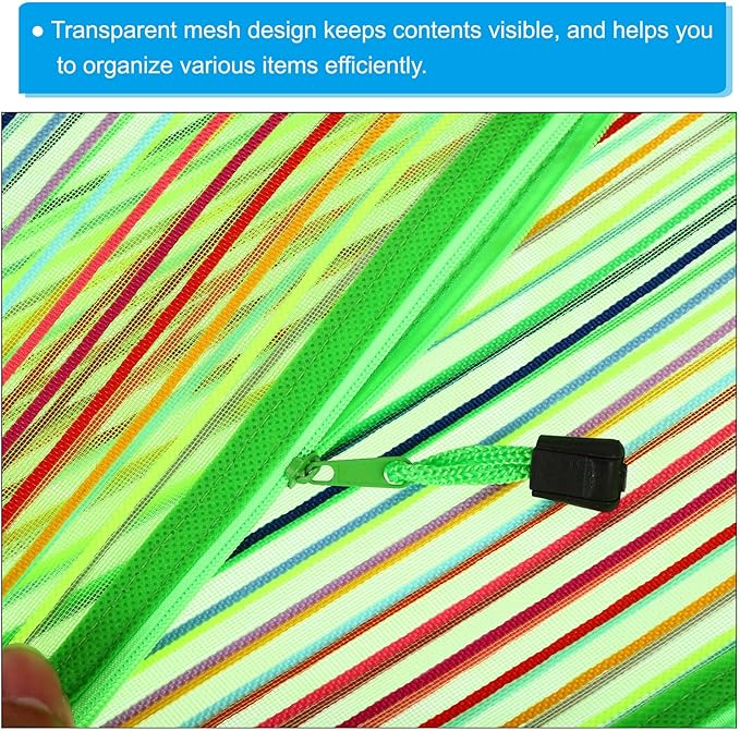 PATIKIL Mesh Zipper Pouch, 12 Pack Nylon A5 Size Pen Pencil Case Document Toiletry Cosmetic Makeup Zipper Travel Pouch Organizer for Office, Green