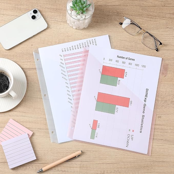 Mr. Pen Binder Dividers with 8-Tab, Pastel Colors, 3 Ring Binder with Tabs and Pockets