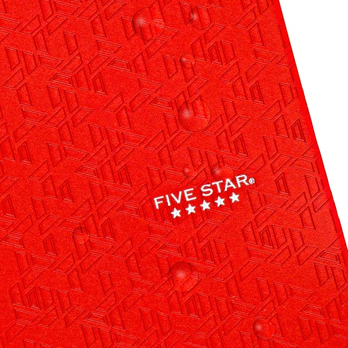 Five Star 2-Pocket Folder, Plastic Folder with Stay-Put Tabs, Fits 3-Ring Binder, Holds 8-1/2" x 11" Paper, Fire Red (333420D-ECM)