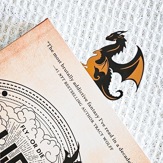 Riders Quadrant Metal Dragon Bookmark – Unique Double-Sided Printing – 7.5 Inch – Perfect Gift for Fourth Wing & Iron Flame Readers – A Dragon Without Its Rider is A Tragedy Quote