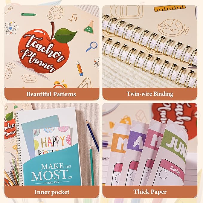 Teacher Planner - Undated Teacher Planner 9''x11'', Undated 2026-2027 Teachers Lesson Planners/Plan Book/Calendar Planners with Stickers, Schedules, Calendars and Inner Pockets