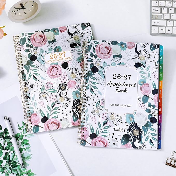 Appointment Book 2026-2027 - Daily Planner 2026-2027, Jul. 2026 - Jun. 2027, Weekly Appointment Book, Hourly Planner with 30-Minute Interval, 8.5" x 11", Colorful Tabs