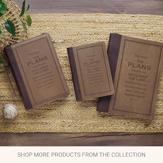 Christian Art Gifts Premium Vegan Leather Encouraging Scripture Bookmark for Men & Women: I Know the Plans Inspirational Bible Verse, Durable Cord, Heat-Debossed Classic Book Reading Accessory, Brown