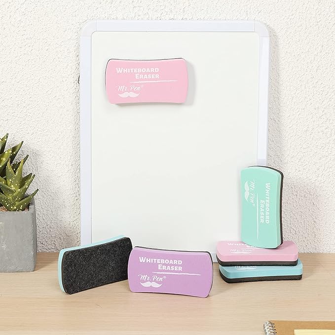 Mr. Pen- Magnetic Dry Erase Erasers, 4" x 2", 8 Pack, Assorted Colors, Magnetic Whiteboard Dry Erase Erasers Bulk for Kids, Teachers, Students and Classroom Supplies