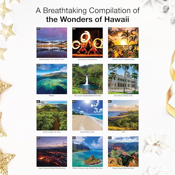 RED EMBER Select - Untamed & Scenic Hawaii 2026 Wall Calendar 12 Month | 12" x 24" Open | Thick & Sturdy Paper | Giftable | Tropical Island Travel Calendar 2026