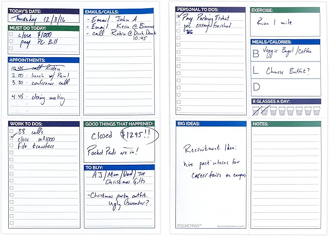 bloom daily planners Pocket Pad - To Do List Notepad for Work -Undated Tear-Off Organizer for Goals, Tasks, Notes - Double Sided Daily Planning Pad, 80 Sheets - 6” x 9”