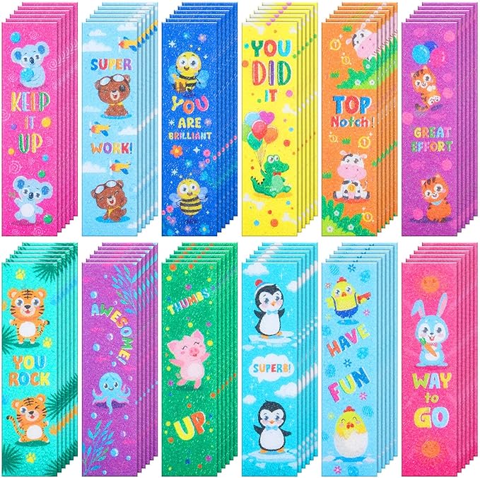 Gersoniel 72 Pcs Anxiety Sensory Stickers Calm Stickers Adhesive Textured Mental Health Strips Mindfulness Fidget Decals Stress Anxiety Relief Items for Desk Therapy Office Counselor(Animals)
