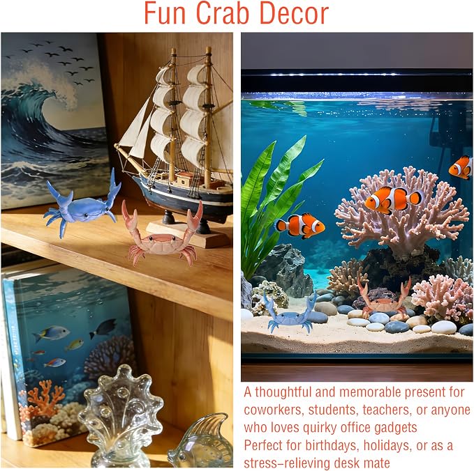 2PCS Desk Crab Pen Holder,Creative Crab Shaped Pen Holder for Desk,Weightlifting Crab Pencil Holders,Crabs Penholder Bracket Storage,Funny Desk Decor for Small Items at Home,Office ,School,Shop Window