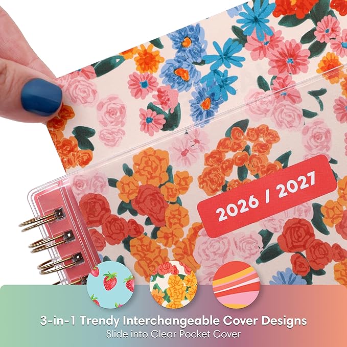 Blue Sky Gen Z 2026-2027 Weekly and Monthly Academic Year Planner Calendar, July 2026 - June 2027, 5" x 8", Flexible Interchangeable Cover, Wirebound, Laminated Tabs, Storage Pocket, Gladys