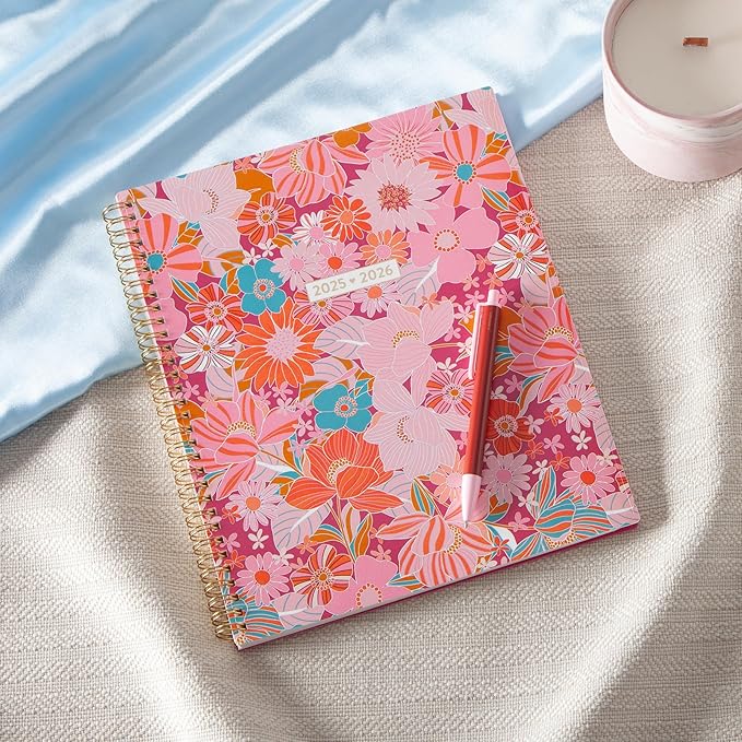 Blue Sky Color Me Courtney 2025-2026 Weekly and Monthly Academic Year Planner Calendar, July 2025 - June 2026, 8.5" x 11", Flexible Cover, Wirebound, Laminated Tabs, Storage Pocket, Bloom Pink