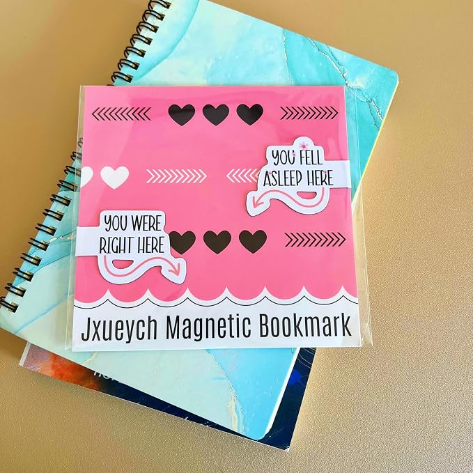 2 Pcs Water-Resistant Magnetic Bookmarks for Book Lovers, Bookworm, Page Markers for Students Teachers Reading (You Fell Asleep Here & You were Right Here)