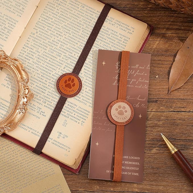 2PCS Vintage Elastic Leather Bookmark for Women, Elastic Bands Leather Book Marks, PU Bookmarks Planner Accessories, for Book Lover, Reader, Hardcover Journals, Notebooks, Planners, Binders