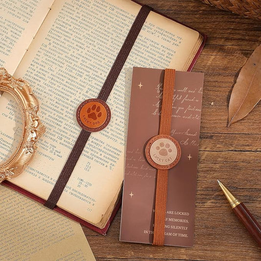 2PCS Vintage Elastic Leather Bookmark for Women, Elastic Bands Leather Book Marks, PU Bookmarks Planner Accessories, for Book Lover, Reader, Hardcover Journals, Notebooks, Planners, Binders
