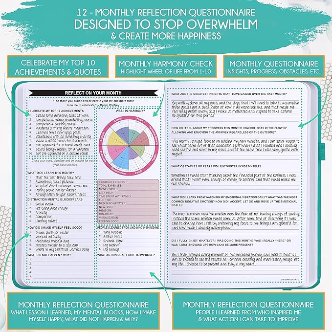 Deluxe Weekly and Monthly Planner | Law of Attraction Planner with Productivity App | 12-Month for Productivity, Gratitude & Goal Setting | Includes Foldable Vision Board, Gift Box & Stickers