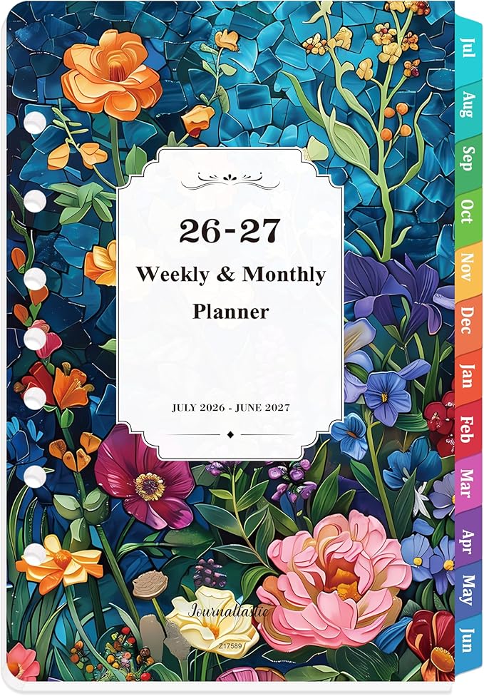 2026-2027 Planner Refills - 7-Hole Punched Planner Refills 2026-2027 with Colorful Tabs, JUL 2026 - JUN 2027, 5.5" x 8.5", A5 Planner Inserts, 26-27 Weekly and Monthly Planner Refill with Monthly Pages & Weekly Pages - Dopamine Color