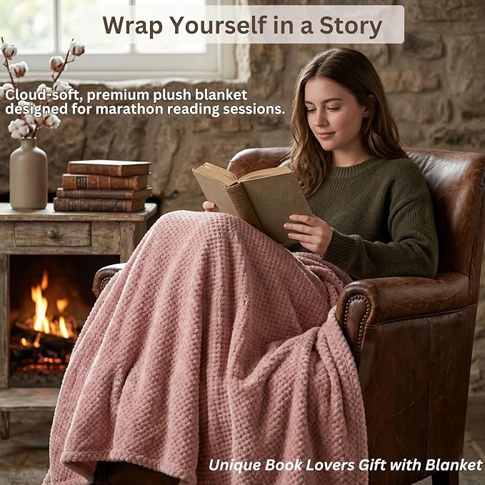 Luxury Book Lover Gifts for Women Readers - 8pc Bookish Gift with Premium Blanket & Shatterproof Steel Tumbler, Librarian Bookworm & Book Club Theme Birthday Present, Mother's Day Reading Gifts