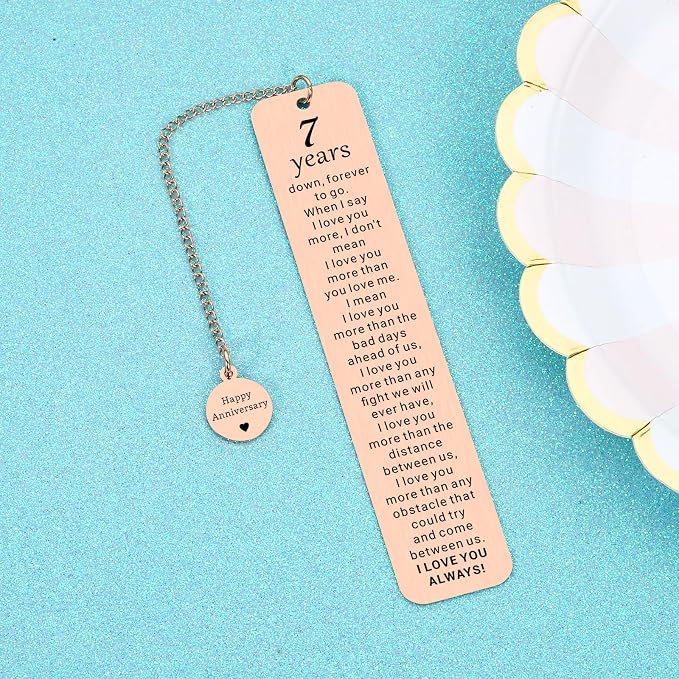 7 Years 7th Anniversary Copper Gifts for Him Her Men Women Couple 7th Copper Anniversary Wedding Gifts for Her Wife Girlfriend Husband Anniversarys Coppers Christmas Valentine Gift Bookmark for Women