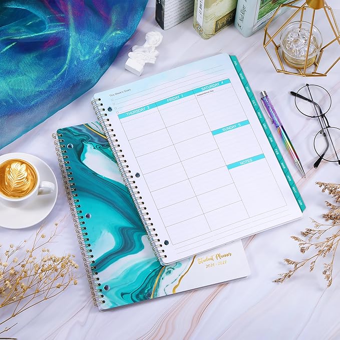 Student Planner 2026-2027 - School Planner 2026-2027 with Stickers, July 2026 - June 2027, 8.5" x 11", Academic Planner & Weekly Planners/Agenda, Thick Paper + Holidays + 3-Hole Punched + Twin-Wire - Sea Blue